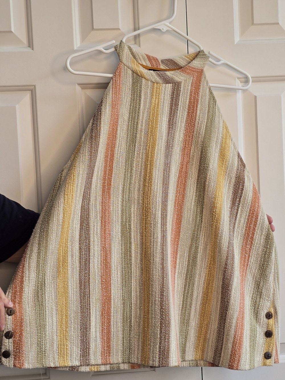 W5 Multicolor Striped Halter Top — Cream, Mustard, Rust